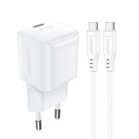 mini ładowarka sieciowa pd 30w gan + kabel usb-c biała