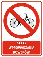 Naklejka ZAKAZ WPROWADZANIA ROWERÓW 20x15 cm
