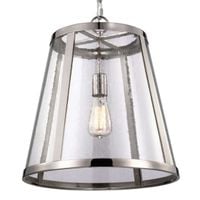 LAMPA wisząca Harrow FE/HARROW/P/M Elstead FEISS industrialna OPRAWA szklana ZWIS hygge polerowany nikiel przezroczysty