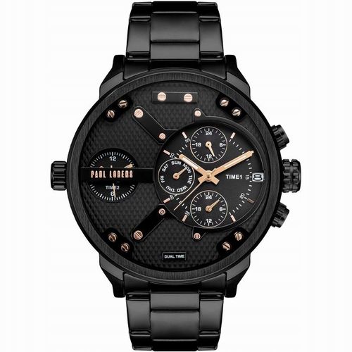 Duży zegarek męski Paul Lorens DIEZELI- stalowy - multidatownik czas dobowy na Arena.pl