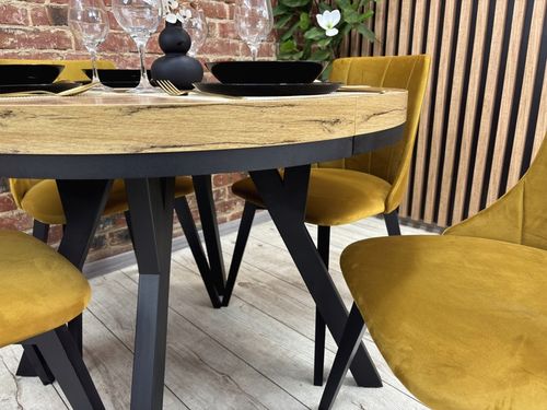 Stół okrągły 100 rozkładany do 200 cm LOFT metalowe nogi gruby blat na Arena.pl