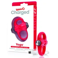 the screaming o charged yoga red - elastyczny pierścień wibrujący