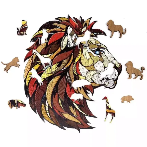 Puzzle Drewniane 2D Układanka Lew zdjęcie 1