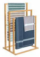 WIESZAK STOJAK ŁAZIENKOWY NA RĘCZNIKI BAMBUSOWY DREWNIANY 3 RAMIENNY