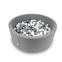 Suchy basen 110x40cm szary z piłeczkami 500szt (białe, srebrne)