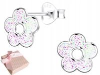 KOLCZYKI SREBRNE DLA DZIEWCZYNKI DZIECI WKRĘTKI SZTYFT SREBRO 925 KWIATEK