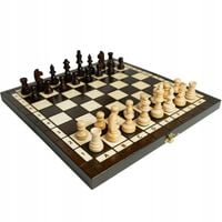 Szachy drewniane TURNIEJOWE 35cm we wkładce zielonej Produkowane w Polsce