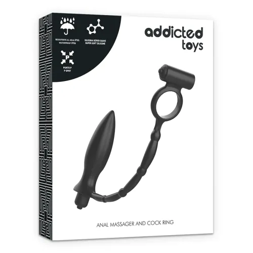 addicted toys wtyczka anatomiczna z pierścieniem i funkcją wibracji, czarna na Arena.pl
