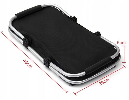 Koszyk piknikowy duży lekki składany termiczny na zakupy czarny pojemny na Arena.pl