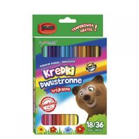 kredki trójkątne dwustronne 18szt + temperówka BAMBINO  4957