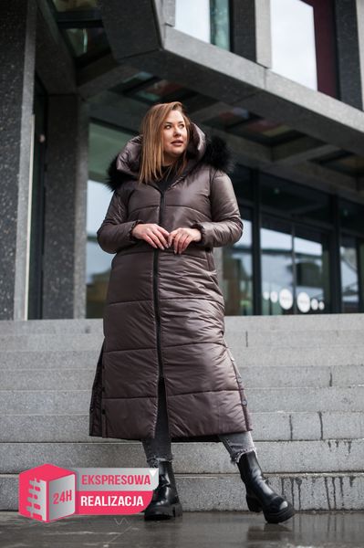 Kzs-10 czekoladowa kurtka, długa, idealna na zimę Rozmiar - XL na Arena.pl