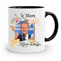 Kubek Czarny Donald Tusk Po Platforma Prezent Z Nadrukiem Ze Zdjęciem