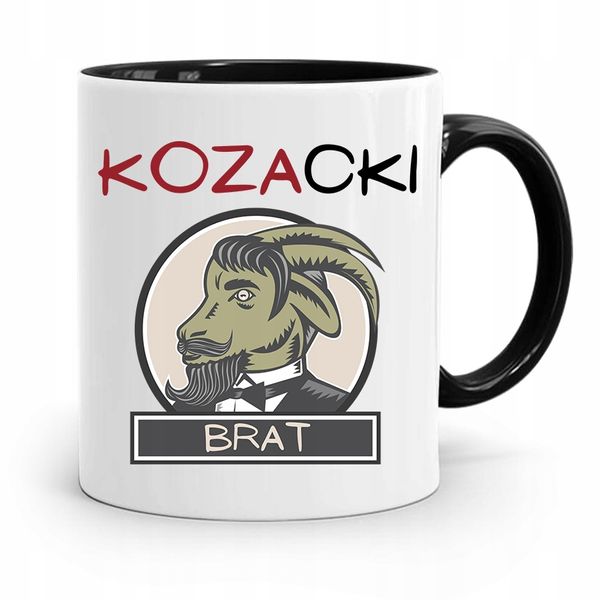Kubek Czarny Prezent Dla Brata Kozacki Brat Z Nadrukiem Ze Zdjęciem zdjęcie 1