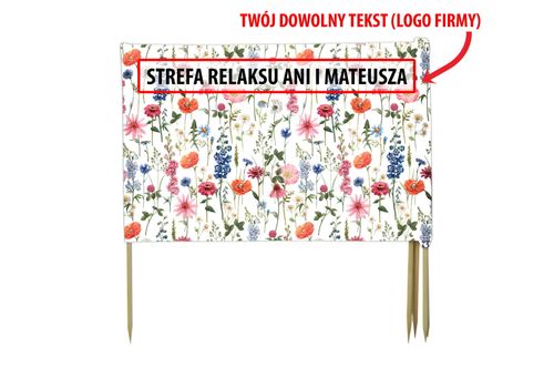 PARAWAN PLAŻOWY Polne kwiaty z indywidualnym napisem 5 PANELI 69.5 na Arena.pl