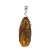 Zawieszka - zielony Bursztyn z łuskami w srebrze