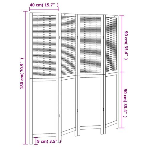 Parawan pokojowy, 4-panelowy, biały, lite drewno paulowni na Arena.pl