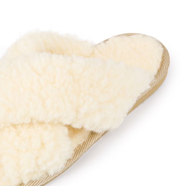Kapcie klapki damskie puchate krzyżak ecru eleganckie klapki 36 zdjęcie 4