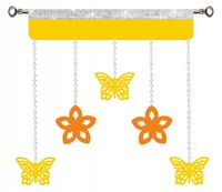 Firana PANEL ozdoba Girlanda WIOSNA kwiaty motylki żółto pom Glamur 90 cm