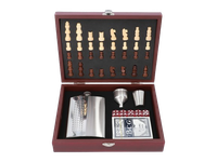 Zestaw Szachy + Piersiówka +Kieliszek + Lejek + Karty + Kości do Gry 6w1