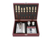 Zestaw Szachy + Piersiówka +Kieliszek + Lejek + Karty + Kości do Gry 6w1