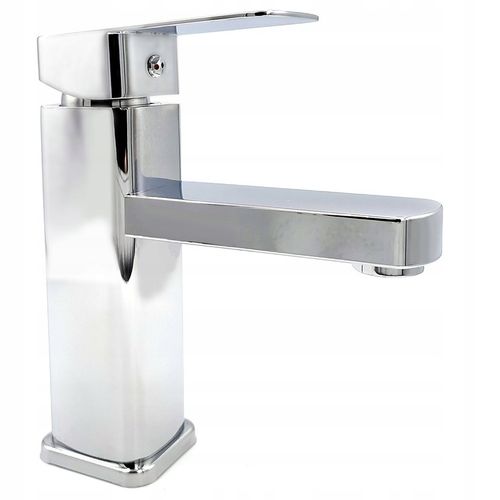 Bateria stojąca umywalkowa kran do umywalki zlewu chromowa niska CUBIC na Arena.pl