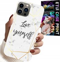 ETUI DO IPHONE 12 PRO - BIAŁY MARMUREK W ZŁOTE RAMKI LOVE YOU