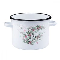 GARNEK EMALIOWANY BIAŁY EMALIA RYBNIK EUKALIPTUS 20 CM 4,5 L