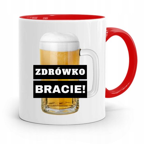 Kubek Czerwony Prezent Dla Brata Zdrówko Bracie! Z Nadrukiem Ze Zdjęciem zdjęcie 1