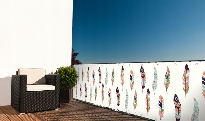 OSŁONA BALKONOWA MATA NA BALKON BIAŁA Z GRAFIKĄ BARIERKA WYMIAR zdjęcie 7