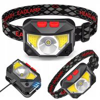 LATARKA CZOŁOWA LED LAMPA CZOŁÓWKA USB CZUJNIK RUCHU MOCNA CZERWONE