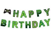 Baner Happy Birthday zielony Gamer, 300 cm