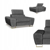 Fotel wypoczynkowy Bosso salon Family meble szary welur reg zagłówek