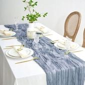 Bieżnik na stół niebieski poliester 240x80 cm, dekoracja stołu uroczystości