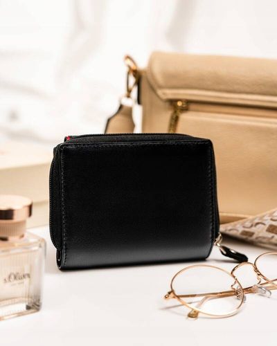 mały, skórzany portfel damski na zatrzask i suwak - peterson na Arena.pl