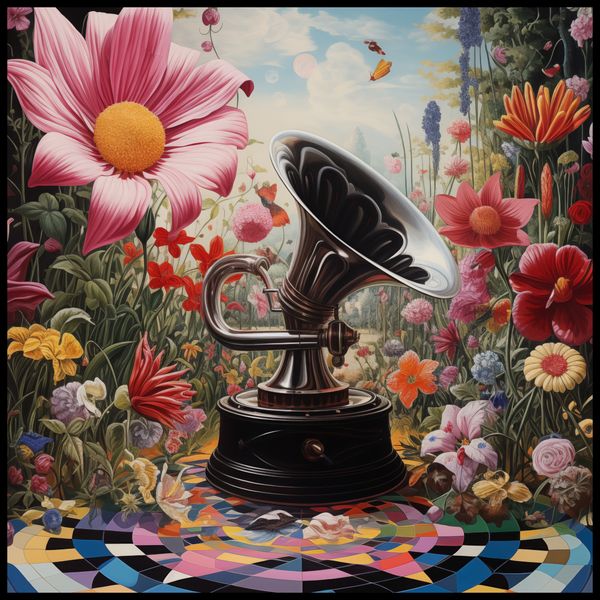 Plakat 80x80cm Gramofon w Kwiatach zdjęcie 2