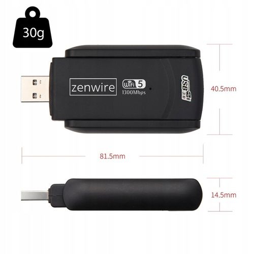 Adapter WiFi USB 3.0 Karta Sieciowa 1300MBps 5Ghz do Komputera Antena Wi-Fi na Arena.pl