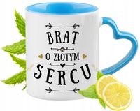 Dla Brata Kubek Błękitny Z Uszkiem W Kształcie Serca Na Prezent Z Nadrukiem