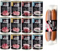 Karma dla psa Pan Mięsko 12 x 400g Mix Smaków i Hot Dogi z bekonem 220 g