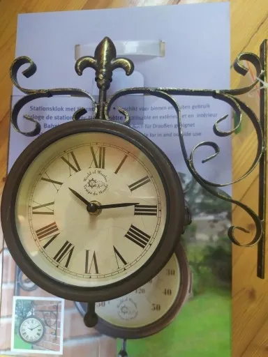 Dwustronny zegar ZEWNĘTRZNY z termometrem Retro zdjęcie 6