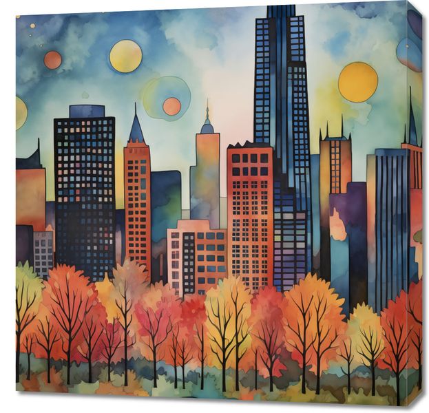 Obraz 70x70cm Panorama Malowniczego Miasta zdjęcie 1