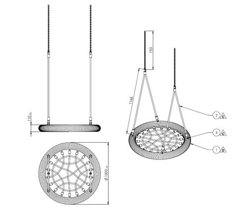 Huśtawka Bocianie Gniazdo 100cm PU na Arena.pl