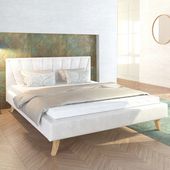 Łóżko 140x200 tapicerowane materac stelaż MALMO