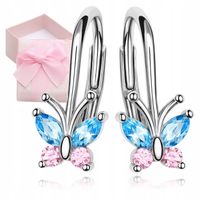 KOLCZYKI SREBRNE DLA DZIEWCZYNKI ANGIELSKIE SREBRO 925 MOTYLKI WISZĄCE