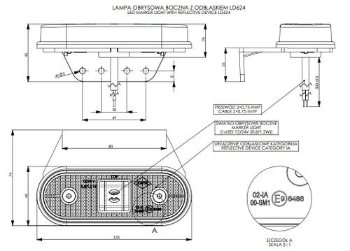 Lampa LED obrysowa pomarańczowa wisząca (LD624) na Arena.pl