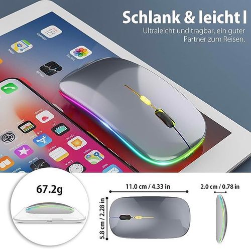 Myszka bezprzewodowa LED USB typ C szara błysk na Arena.pl