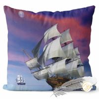 Poszewka 3D bawełna satyna 40x40cm STATEK ŻAGLOWIEC