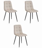 Krzesło KARA - beż aksamit / nogi czarne x 3