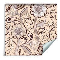 Tapeta w Rolce Piękne Kwiaty Liście w Stylu Retro do Salonu