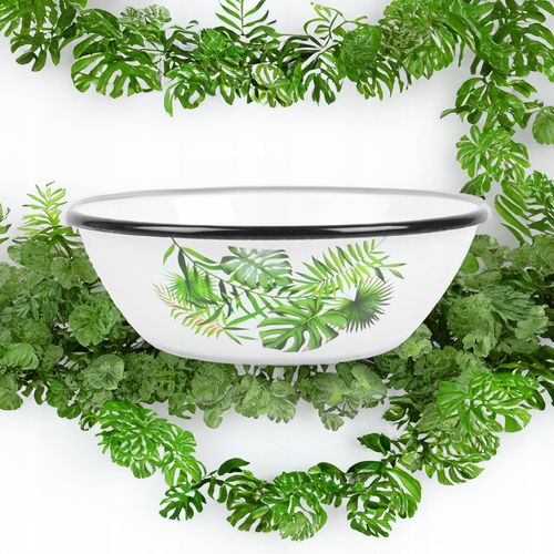 MISKA EMALIOWANA 25CM 2,5L WZÓR MONSTERA IDEALNA NA OWOCE I WARZYWA na Arena.pl