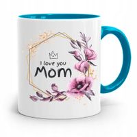 Kubek Błękitny Dla Mamy I Love You Mom Prezent Z Nadrukiem Ze Zdjęciem